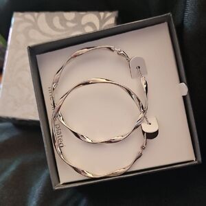Twisted Silver Hoop Earrings